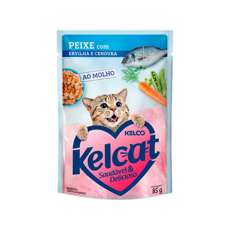 Kelcat Sachê Peixe, Ervilha e Cenoura | Caixa com 20x85g