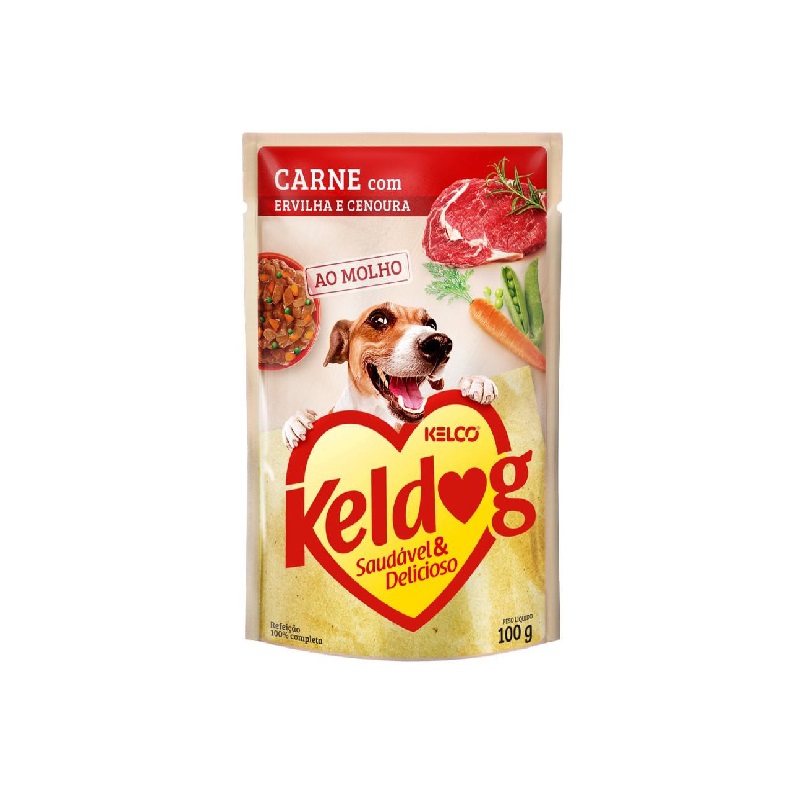 Keldog Sachê Carne, Ervilha e Cenoura | Caixa com 20x100g